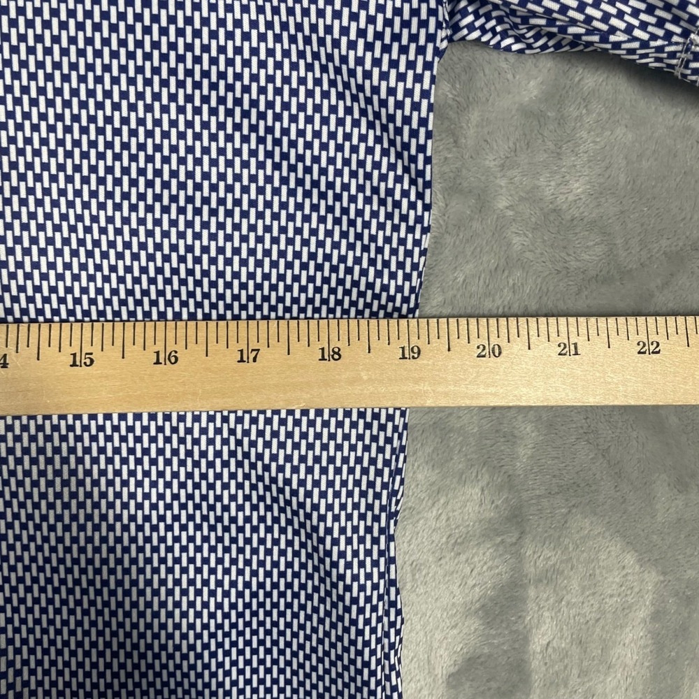 Collars & Co Mens Dress Collar Polo Shirt Medium Blue White Geometric Print - Picture 7 of 8